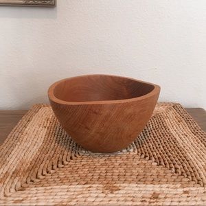 Vintage Teak Wood Bowl with Uneven Edge